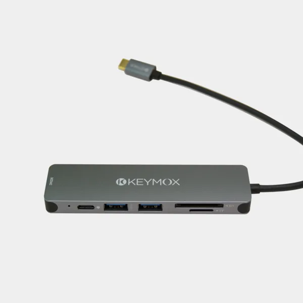 KEYMOX USB C Hub 6-in-1 Multiport Dongle with 2 USB-A, 100W PD Charging, 4K HDMI, SD/TF Card Reader