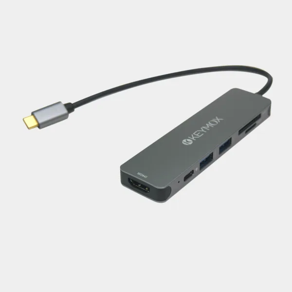 KEYMOX USB C Hub 6-in-1 Multiport Dongle with 2 USB-A, 100W PD Charging, 4K HDMI, SD/TF Card Reader